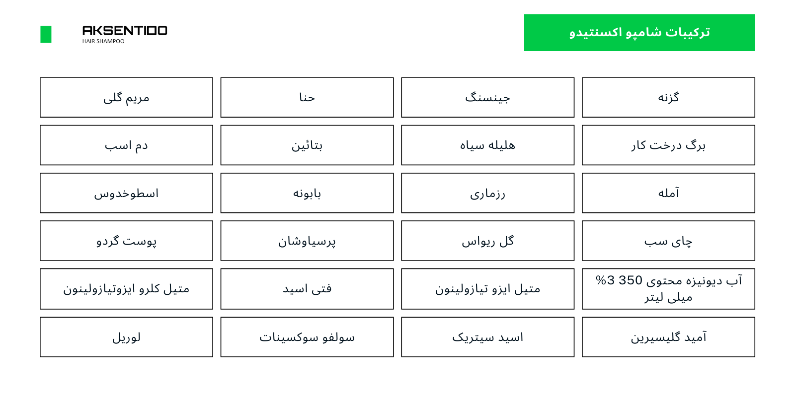 ترکیبات شامپو اکسنتیدو